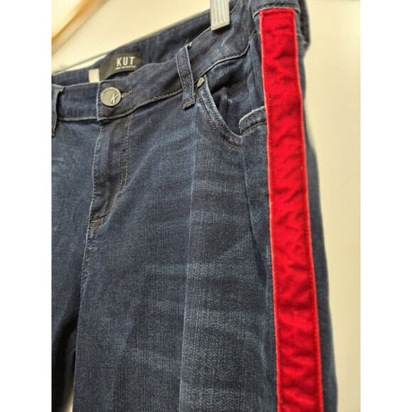 Dark Blue Skinny Jeans with Red Side Stripe Detail - Picture 6 of 8